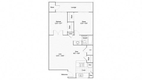 Two Bedroom B1 Floor Plan